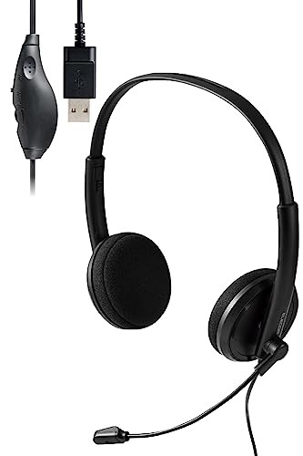 ELECOM Headset USB Noise Cancelling Unidirectional Lightweight Wired Headphones