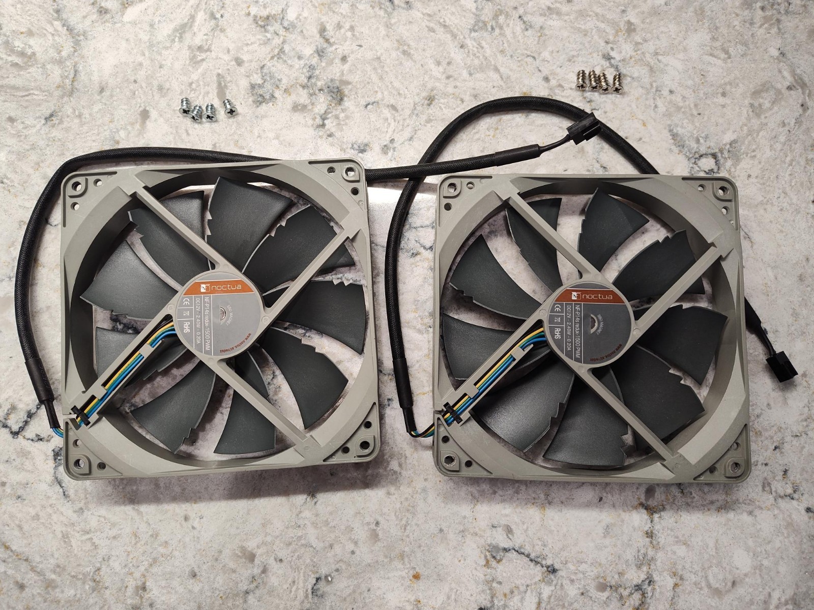 Pair (2) Noctua Redux NF-P14s 140mm PWM Cooling Fans, 4-Pin, 1500 RPM, Grey
