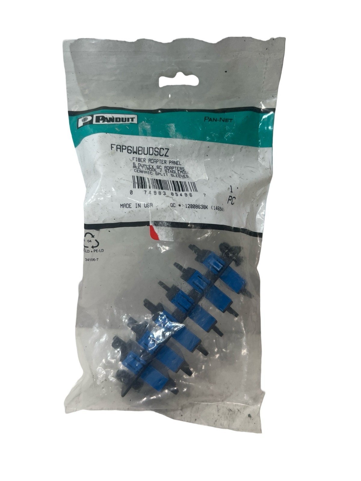 ✨Panduit FAP6WBUDSCZ Fiber Adapter Panel 6 Duplex SC Adapters MM/SM