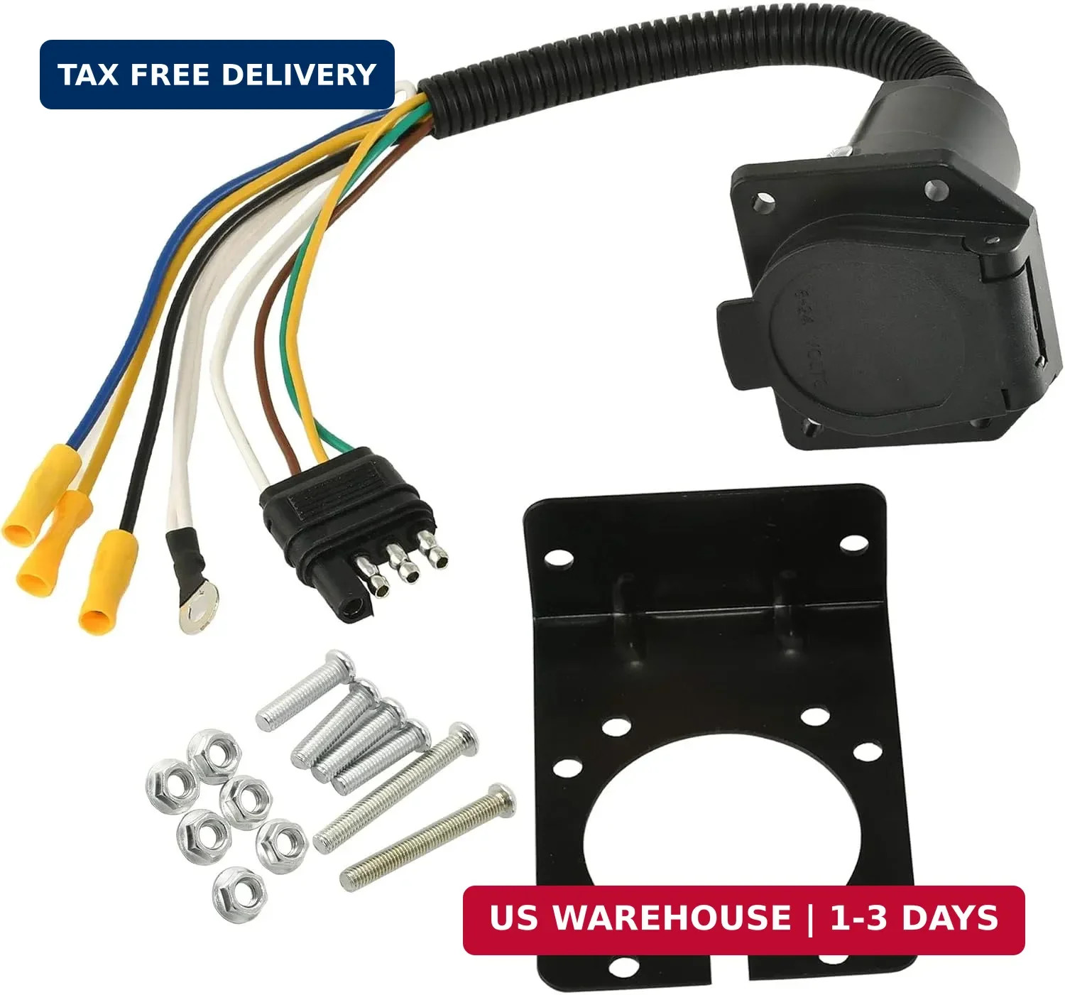 Oyviny 4 Pin to 7 Pin Trailer Adapter with Mounting Bracket, Heavy Duty Pure Cop