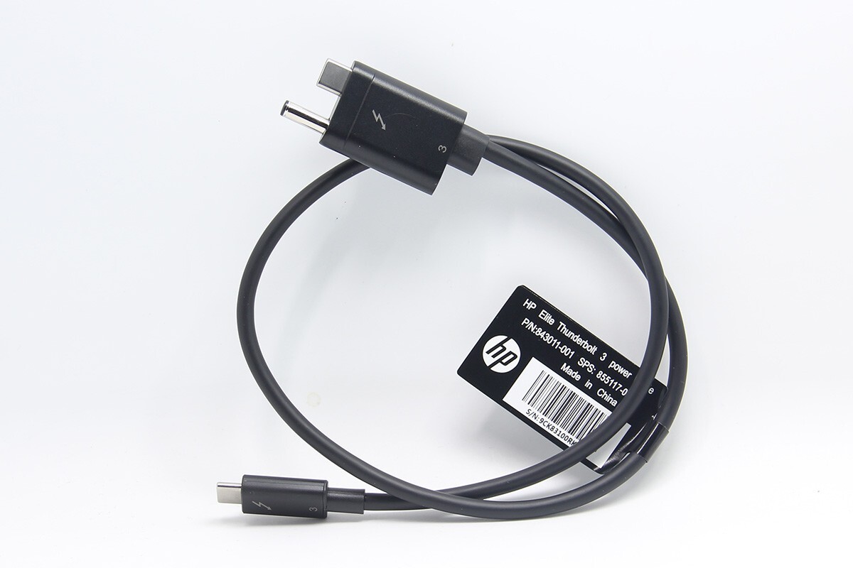 Genuine HP Thunderbolt 3 Cable: Custom End (AC+USB-C to USB-C) P/N: 843011-001