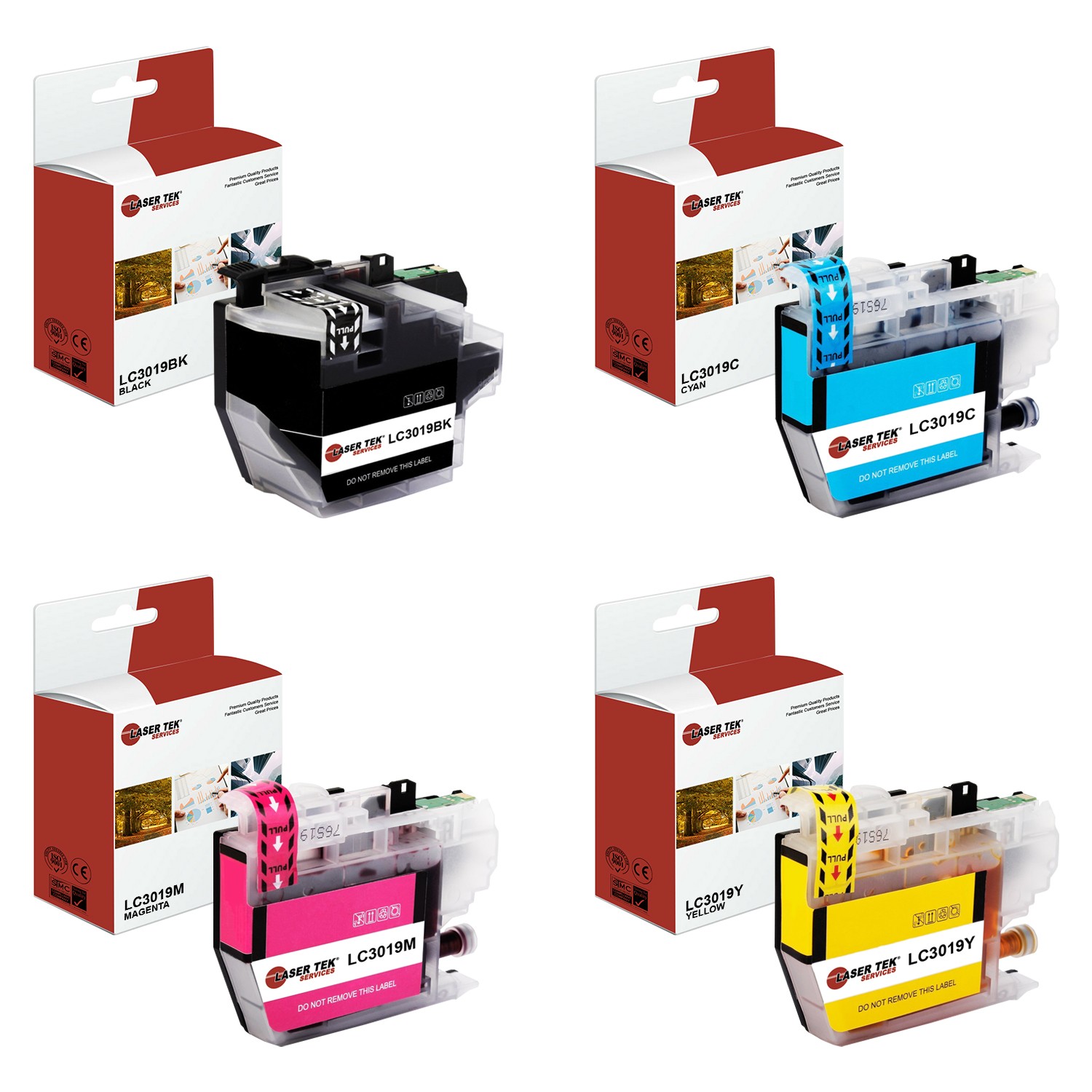 4Pk LTS LC-3019 BCMY HY Compatible for Brother MFCJ5330DW J6530DW Ink Cartridge