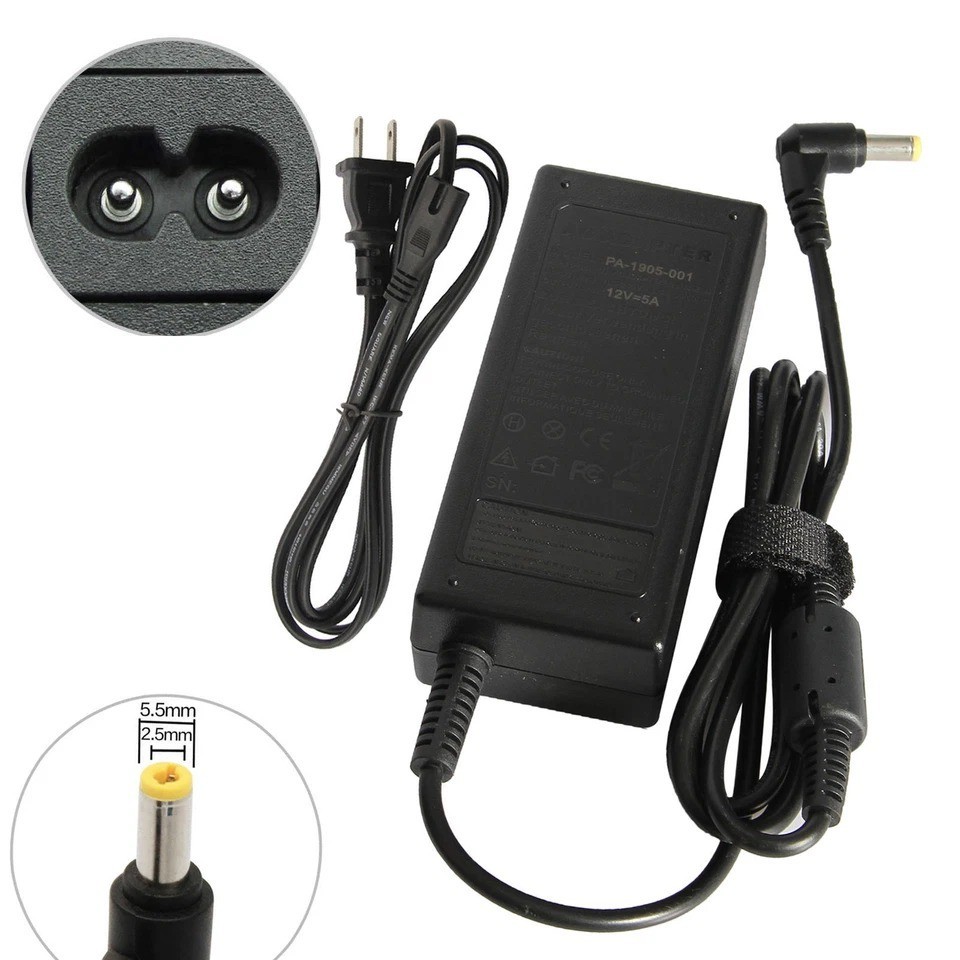 Netbook AC Power Supply Adapter DC 12 Volt 5 Amp (12V 5A) LCD Monitor Laptop us