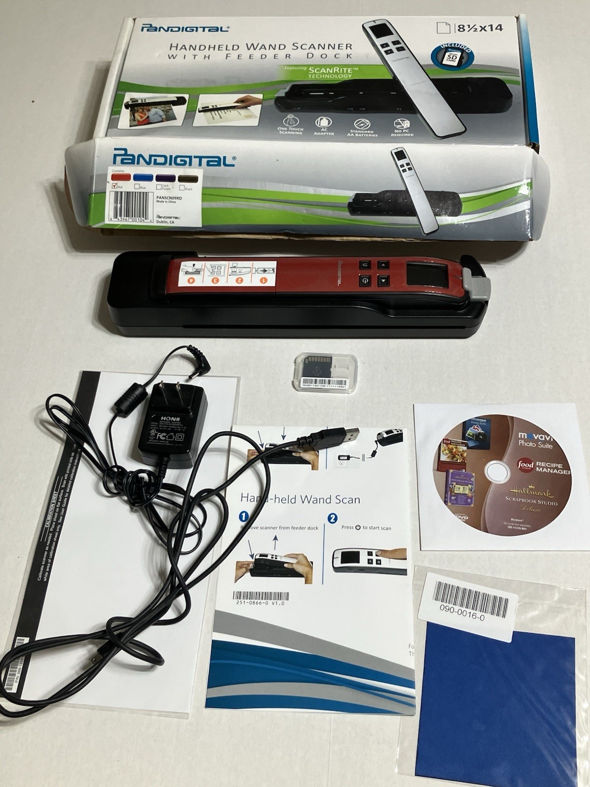 Pandigital Handheld Wand Scanner with Feeder Dock (RED) Scan Rite Technology NEW