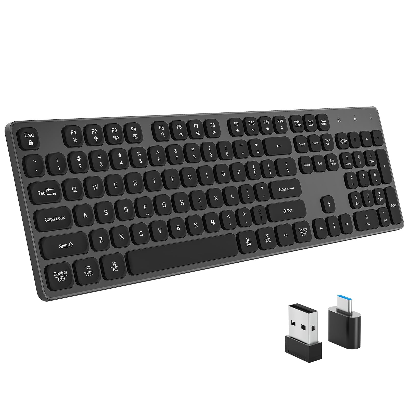Rechargeable Wireless Keyboard Ultra Slim FullSize LowProfile Quiet Black