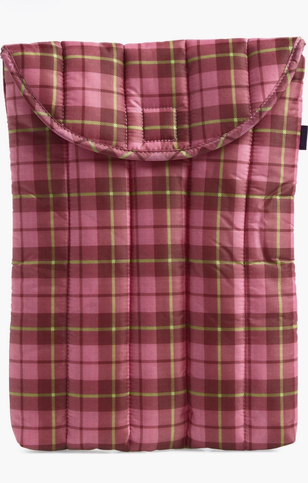 NWT Baggu Puffy Quilted Laptop Sleeve 13/14” AZALEA PINK TARTAN