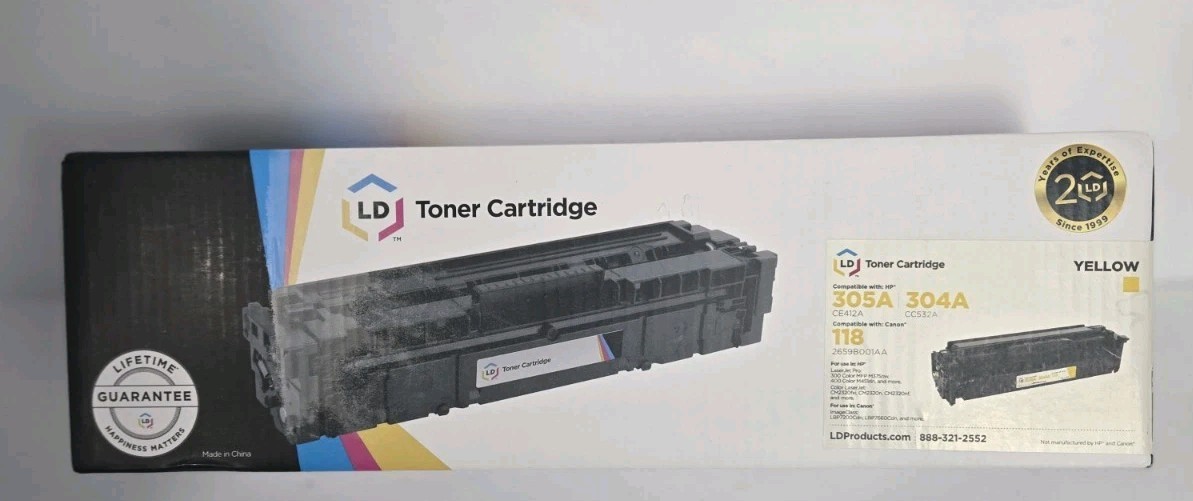 LD Toner Cartridge Yellow HP 305A HP 304A Canon 118 New And Sealed Ink