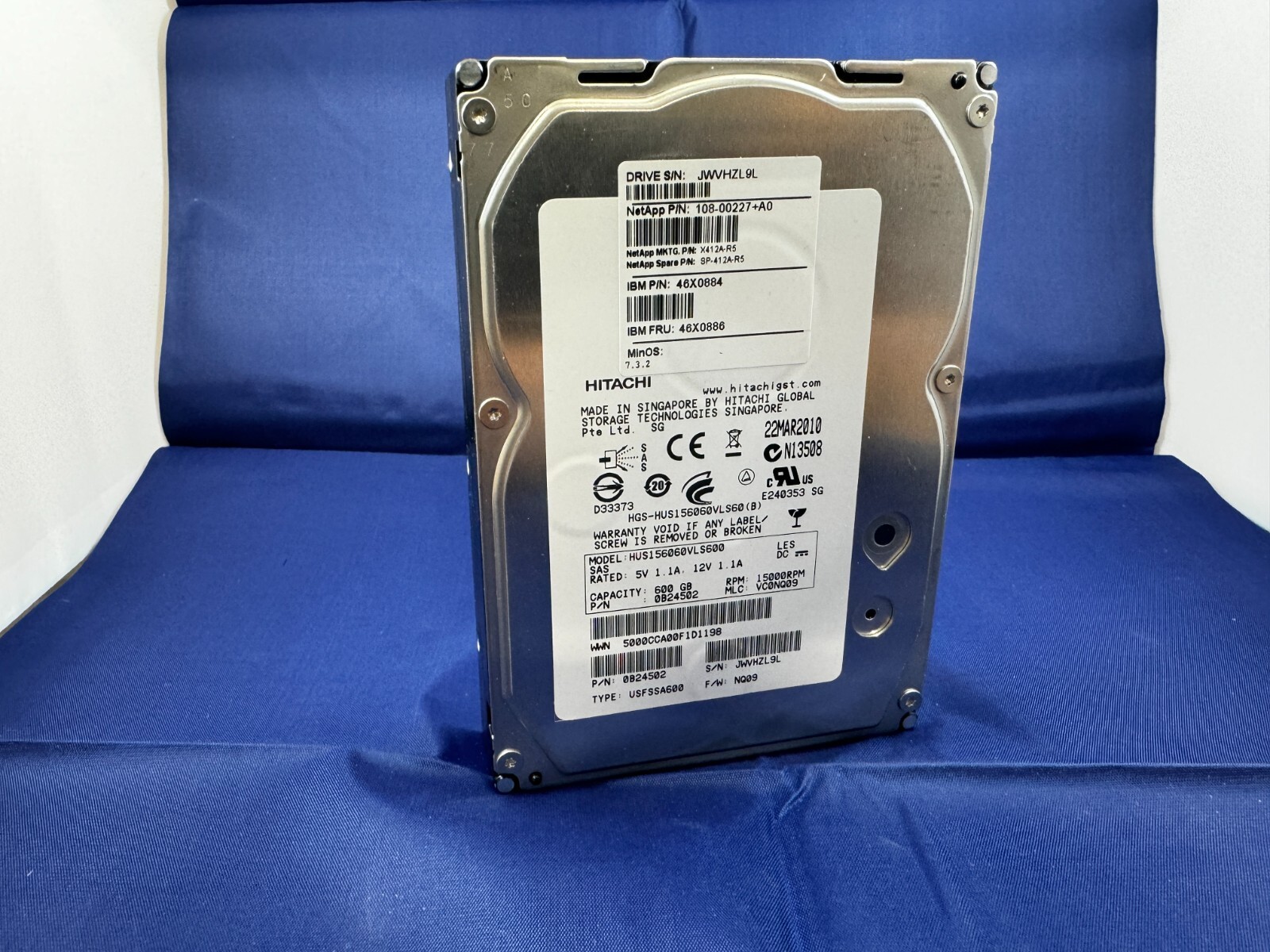 Hitachi NetApp 600Gb 3.5 inch 15k SAS HDD HUS156060VLS600 P/N 0B24502