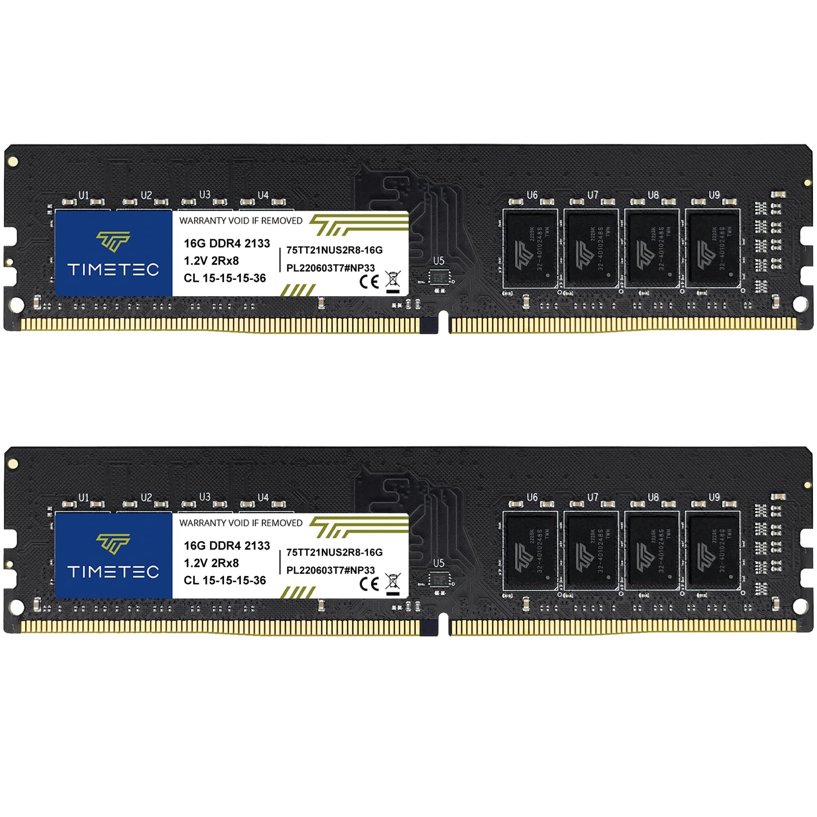 Timetec 32GB KIT(2x16GB) DDR4 2133MHz PC4-17000 Non-ECC Unbuffered 1.2V CL15 2Rx
