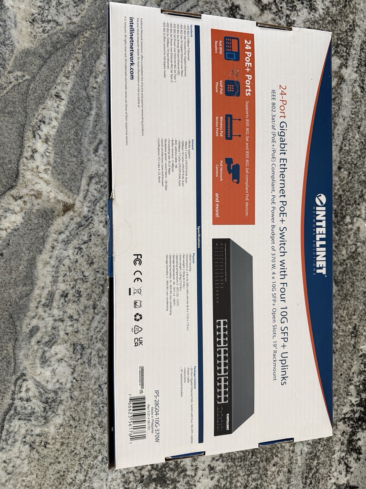 Intellinet IPS-28G04-10G-370W 24-Port Gigabit PoE+ 4x 10G SFP+ Switch