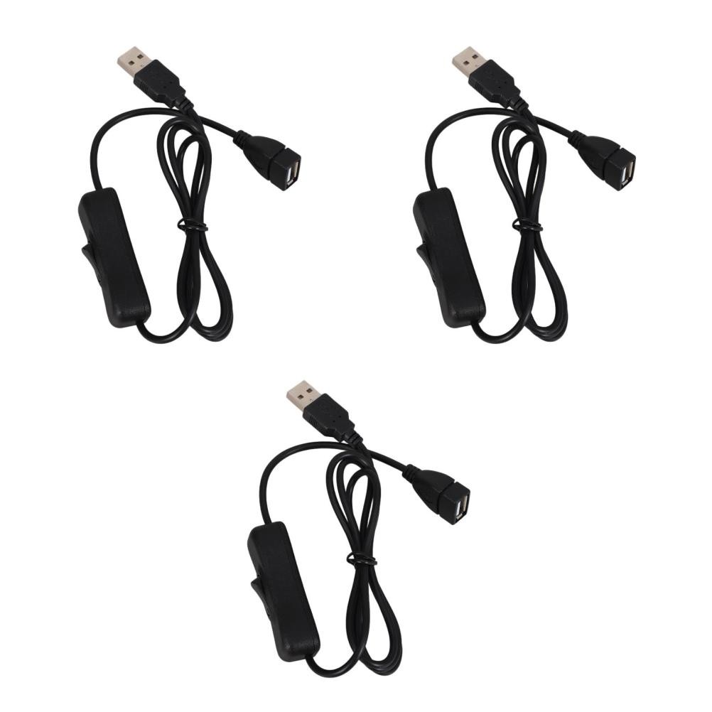 3pcs USB Fan Extension Cable with Power Button, USB Male to Female Inline