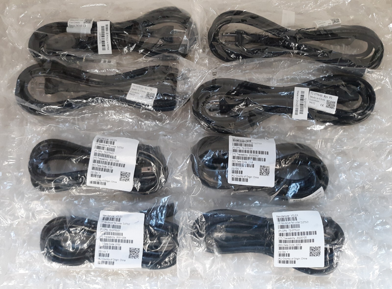 Lot of 8 Cisco 72-0770-01 3x1.31MM 300V 16AWG Power Cord NEW *SEALED*
