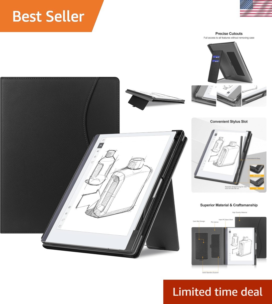 Elegant Protective Case for Remarkable 2 10.3 Inch Tablet with Multi-Angle Stand