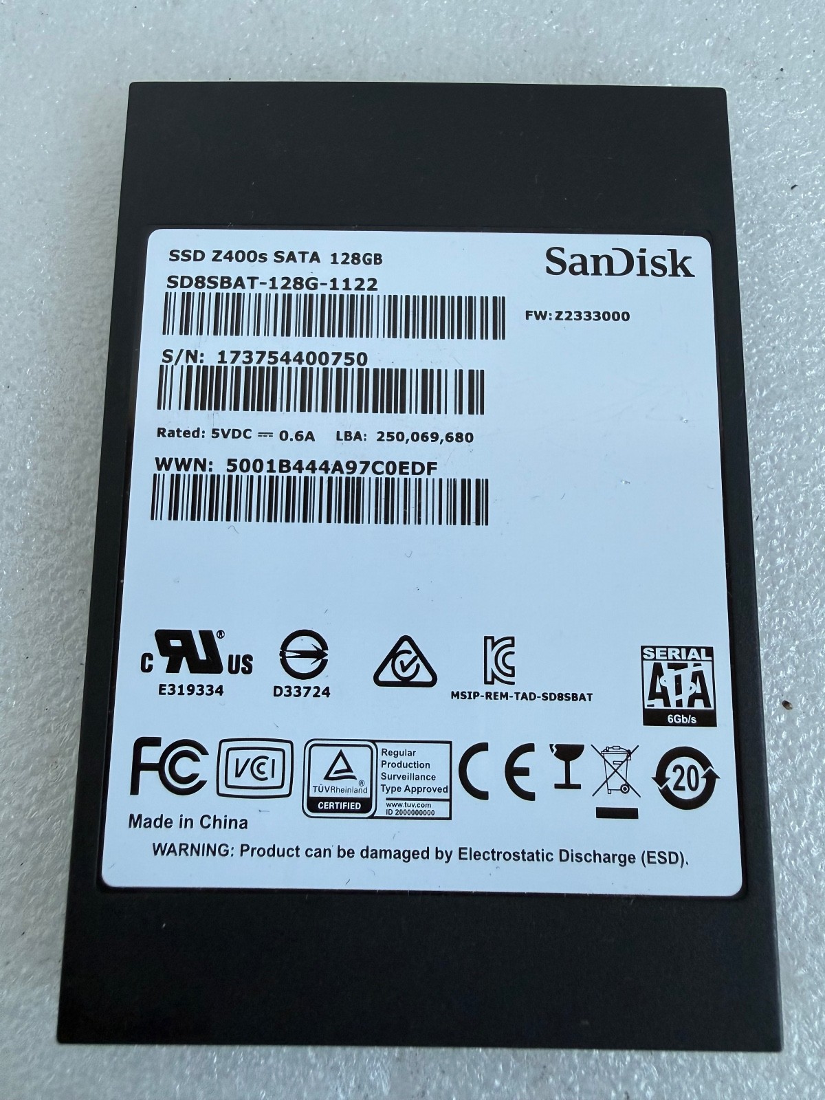 SanDisk Z400s 128GB 2.5-inch SATA III Internal SSD SD8SBA-128G-1122