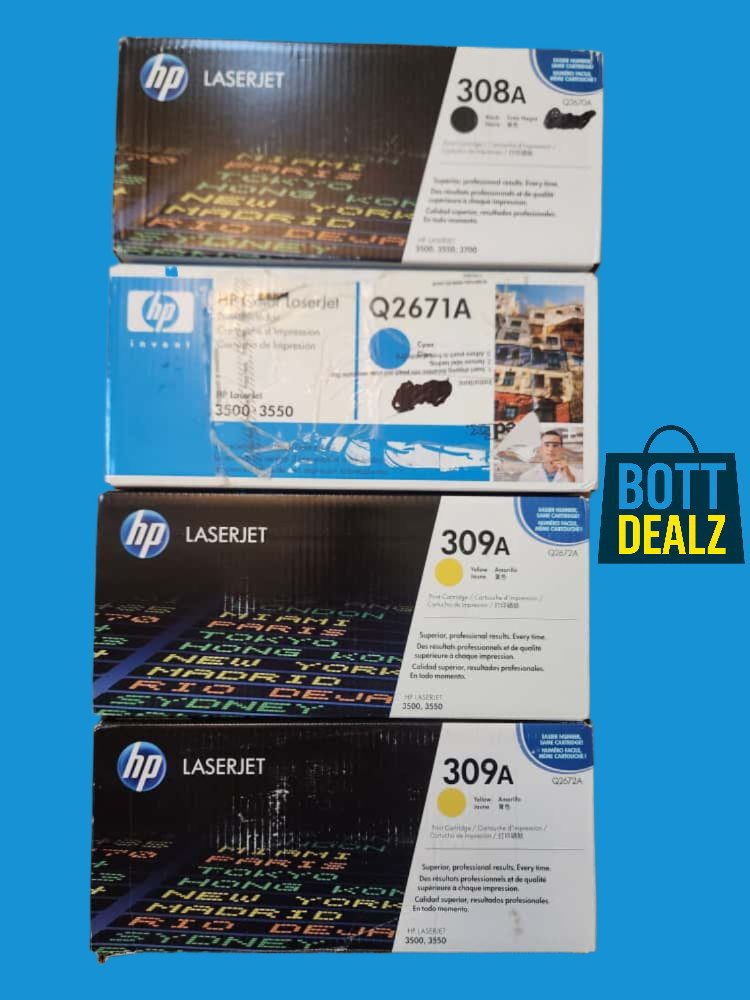 4-Pack HP 308A 309A Q2670A Black Q2671A Cyan Q2672A Yellow OEM LaserJet 3700 NEW