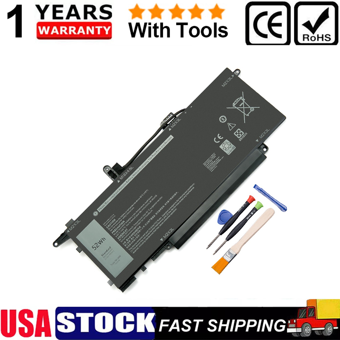 NF2MW Laptop Battery For Dell Latitude 9410 7400 2-in-1 52Wh 7.6V 02K0CK 0G8F6M