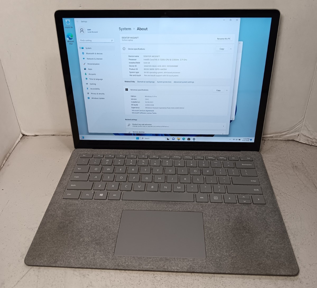 Microsoft Surface Laptop Core i5-7200U 2.50GHz 8GB RAM 256GB SSD Win11 #69