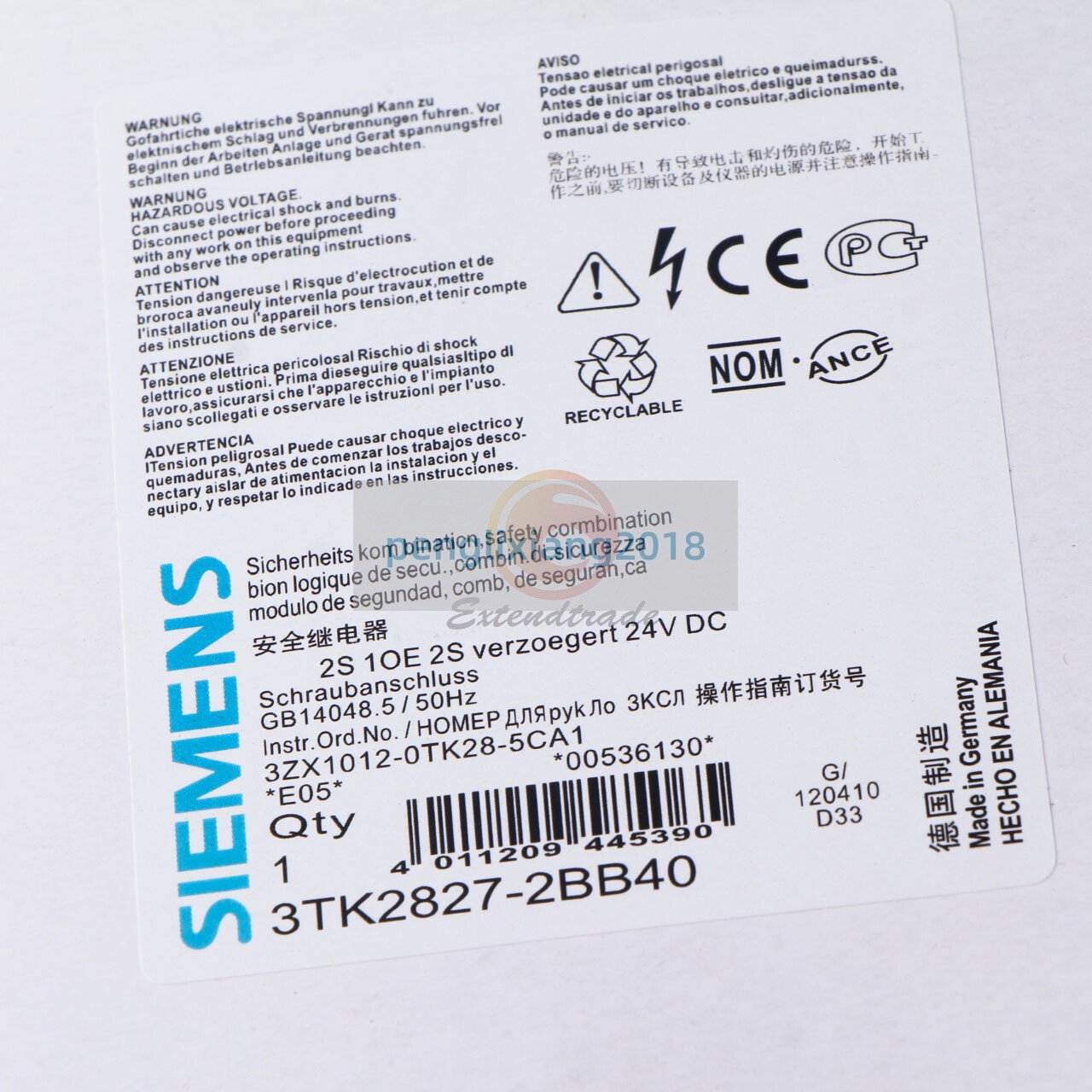ONE NEW 3TK2827-2BB40 SIEMENS safety relay