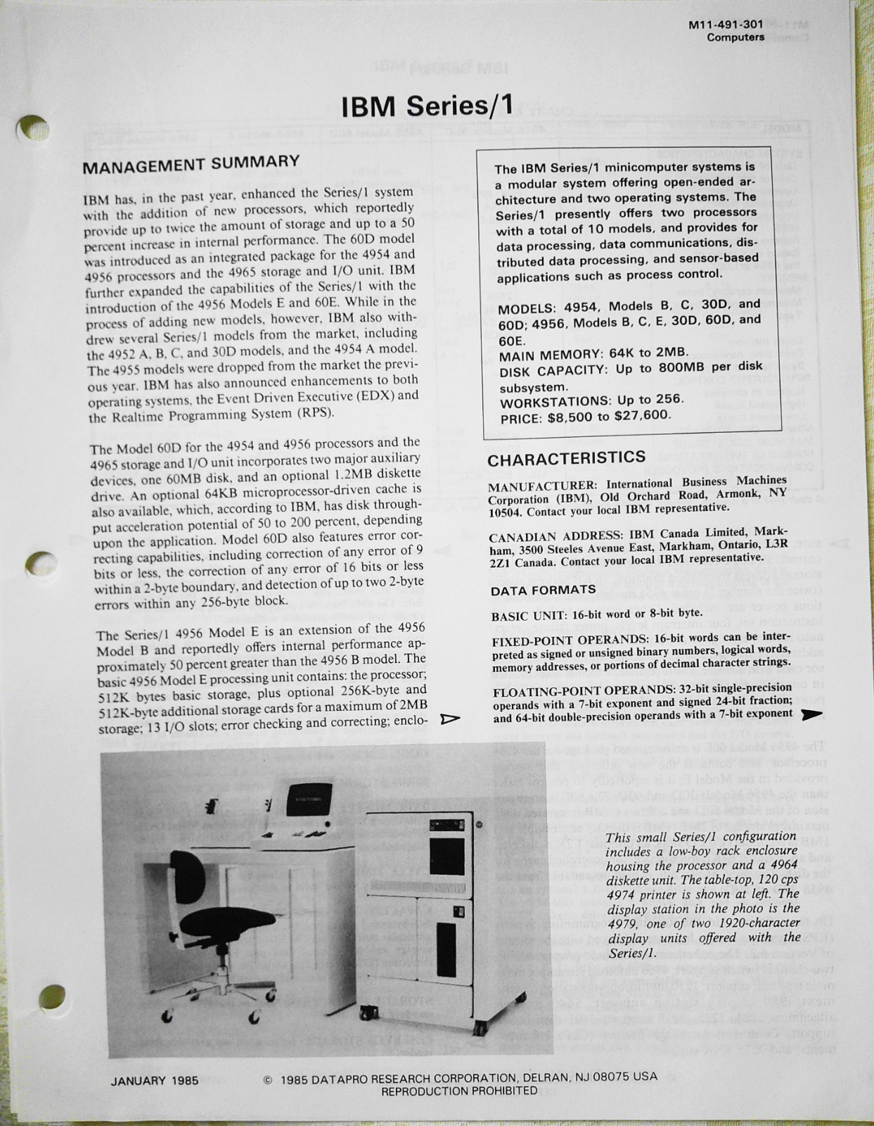 1984 Datapro Report on IBM Series/1 minicomputer systems