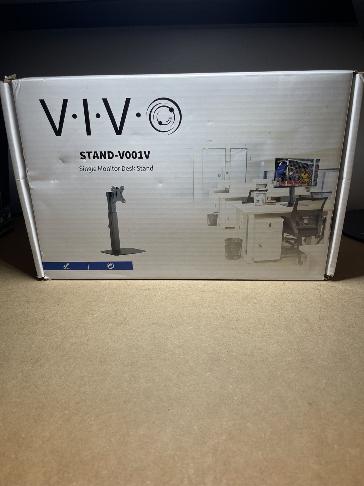 Vivo STAND-V001V Desk Stand Single Monitor, Adjustable Height, Black