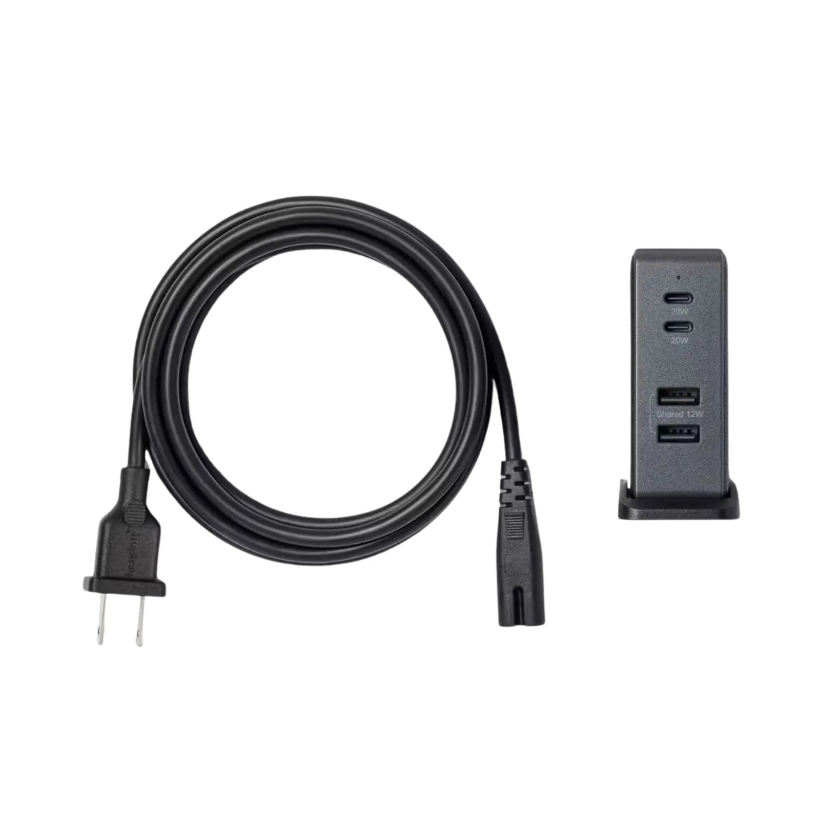 Heyday 4-Port Charging Hub – 2 USB-C + 2 USB-A – 52W Power –Black Saffiano – NEW