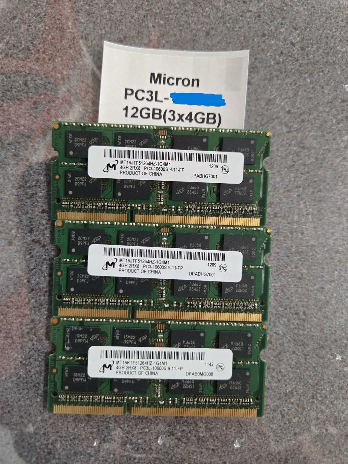 Micron 12GB (3x4GB) PC3L-10600s DDR3-1600MHz laptop memory ram
