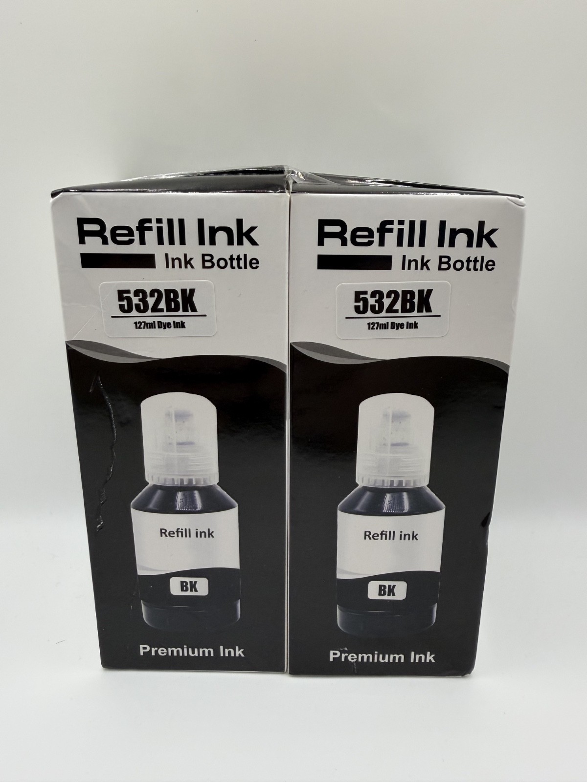 2 Genuine Epson 532BK Black Ink Refill Bottles Brand New