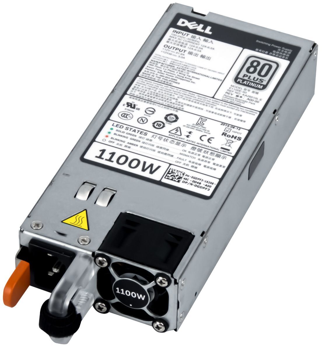 POWER SUPPLIES DELL 0GDPF3 1100W E1100E-S0 80 PLUS PLATINUM POWEREDGE R520 R620 R820