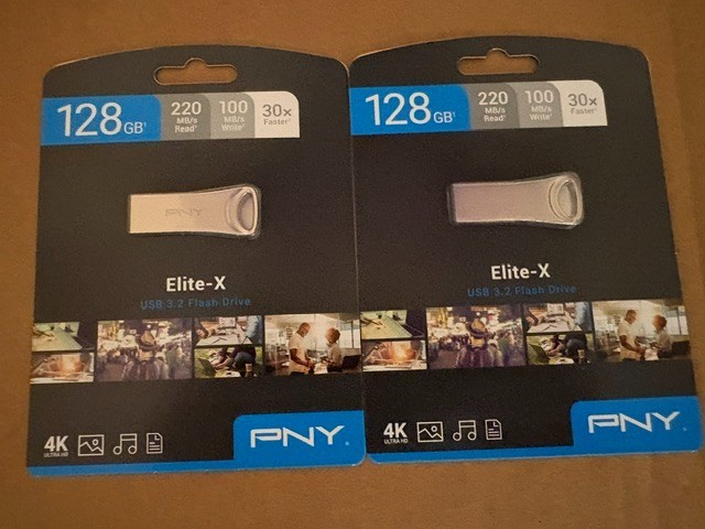 New Sealed PNY 128GB Elite-X USB 3.2 Flash Drive (QTY 2)