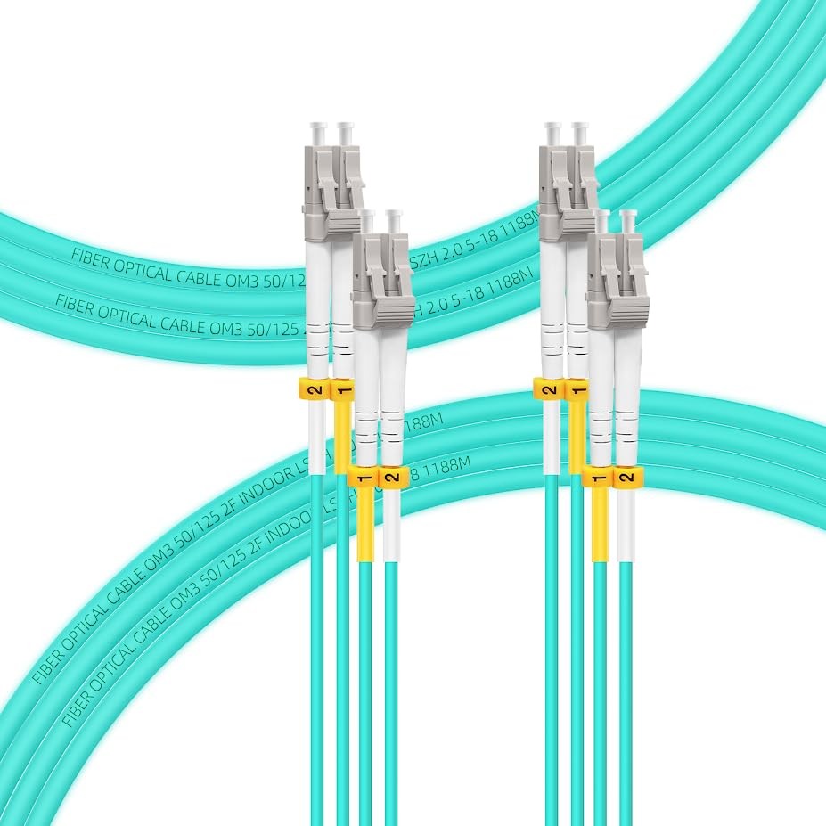 2 PCS 15M 49Ft OM3 LC To LC Multimode Duplex Fiber Optic Patch Cable LSZH