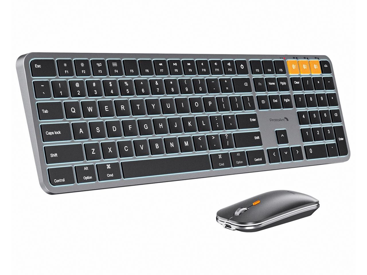 ProtoArc Backlit Bluetooth Keyboard and Mouse for Mac - Multi-Device Wireless Ke