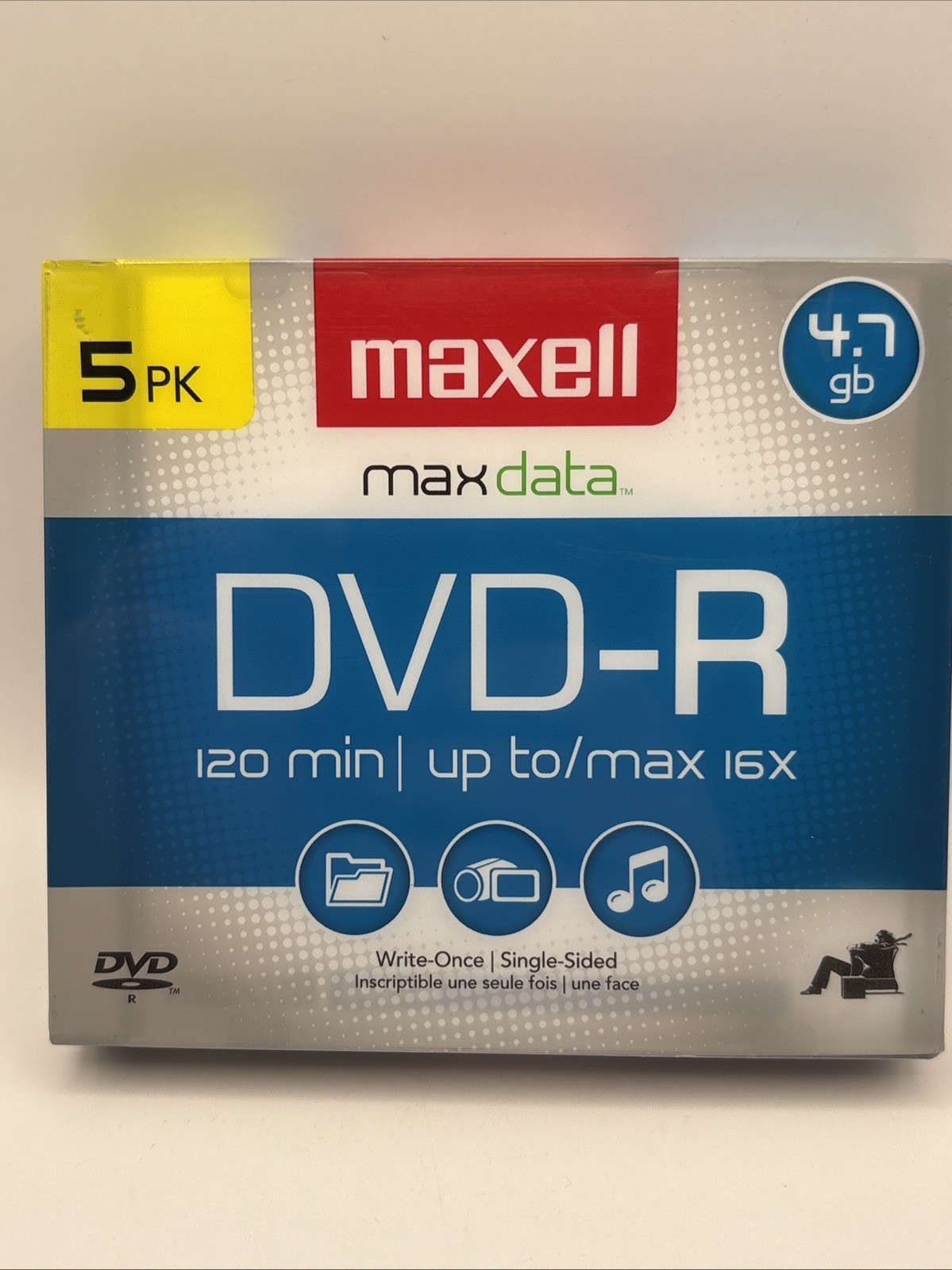 Maxwell 4.7 DVD-R 5 pk Brand New sealed package  120 Min Up To 16X Max