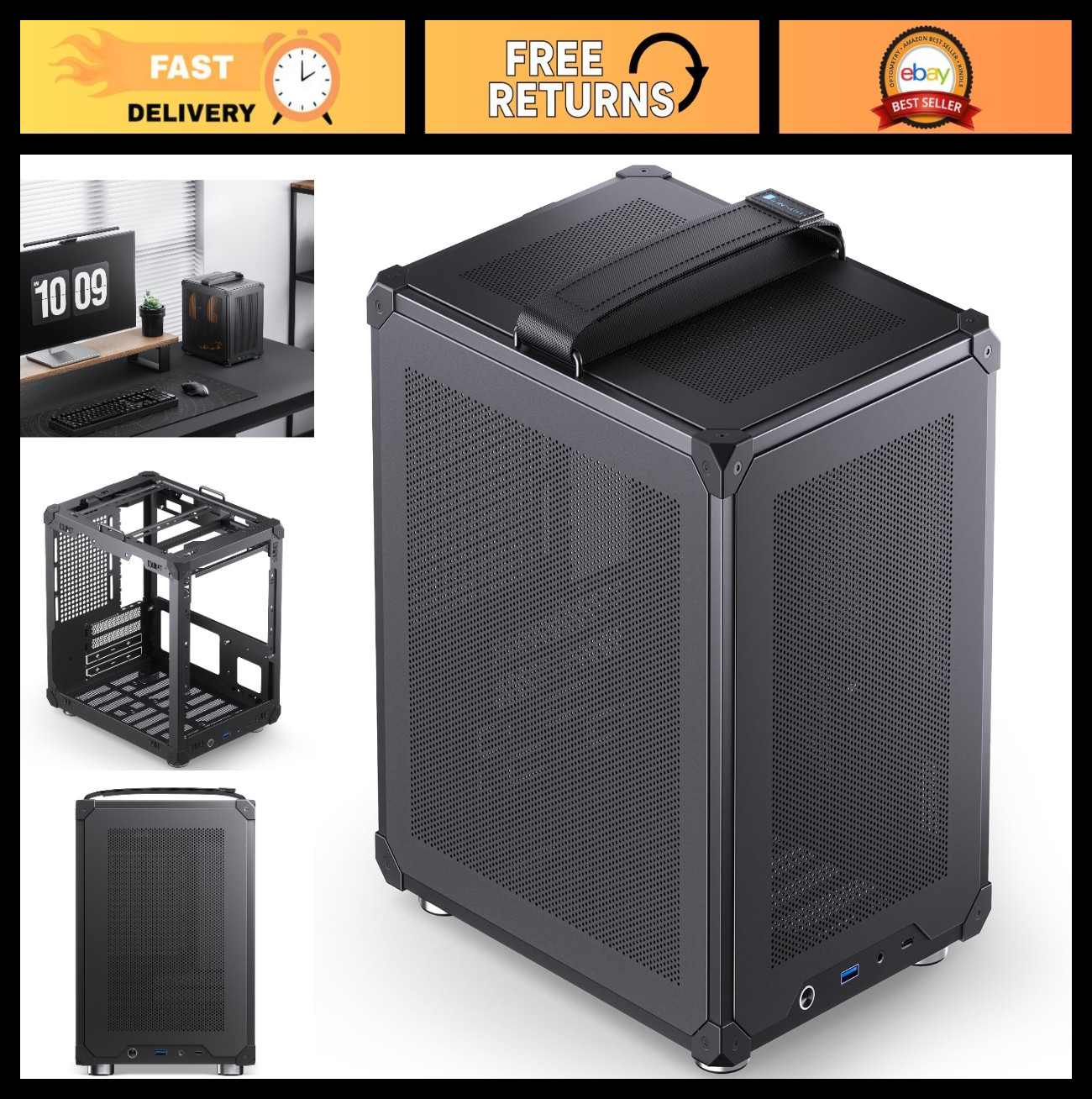 Compact Mini ITX PC Case - Mesh Desktop Chassis, Tool-Free, 170mm Cooler, SFF