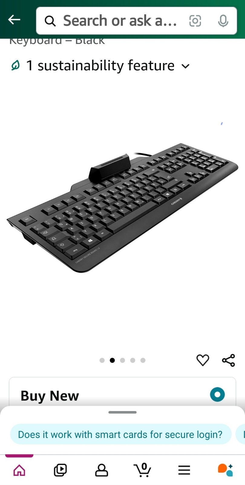 CHERRY Secure Board 1.0 - USB Keyboard – Smart Card Reader - Wired - GS Approval