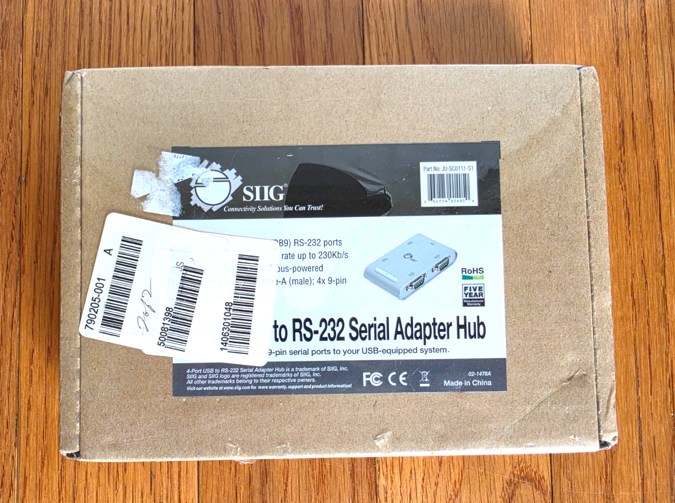 SIIG 4-Port USB to RS-232 Serial Adapter Hub JU-SC0111-S1 NEW SEALED