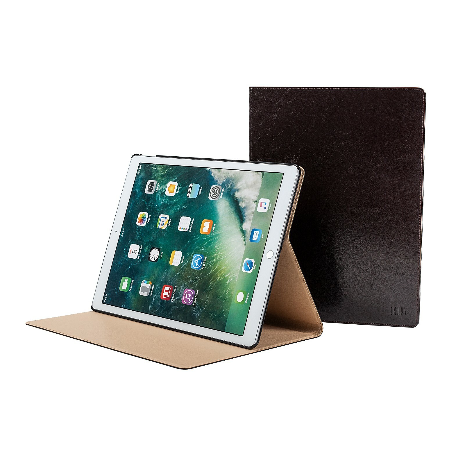 iPad Pro 12.9" 1st & 2nd Gen Genuine Cowhide Leather Stand Case w/ Sleep-Wake 
