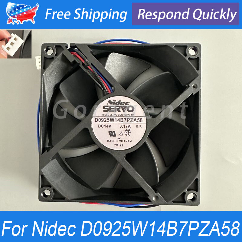 NEW Waterproof Cooling Fan For NIDEC D0925W14B7PZA58 14V 0.17A 90*90*25mm 3-wire