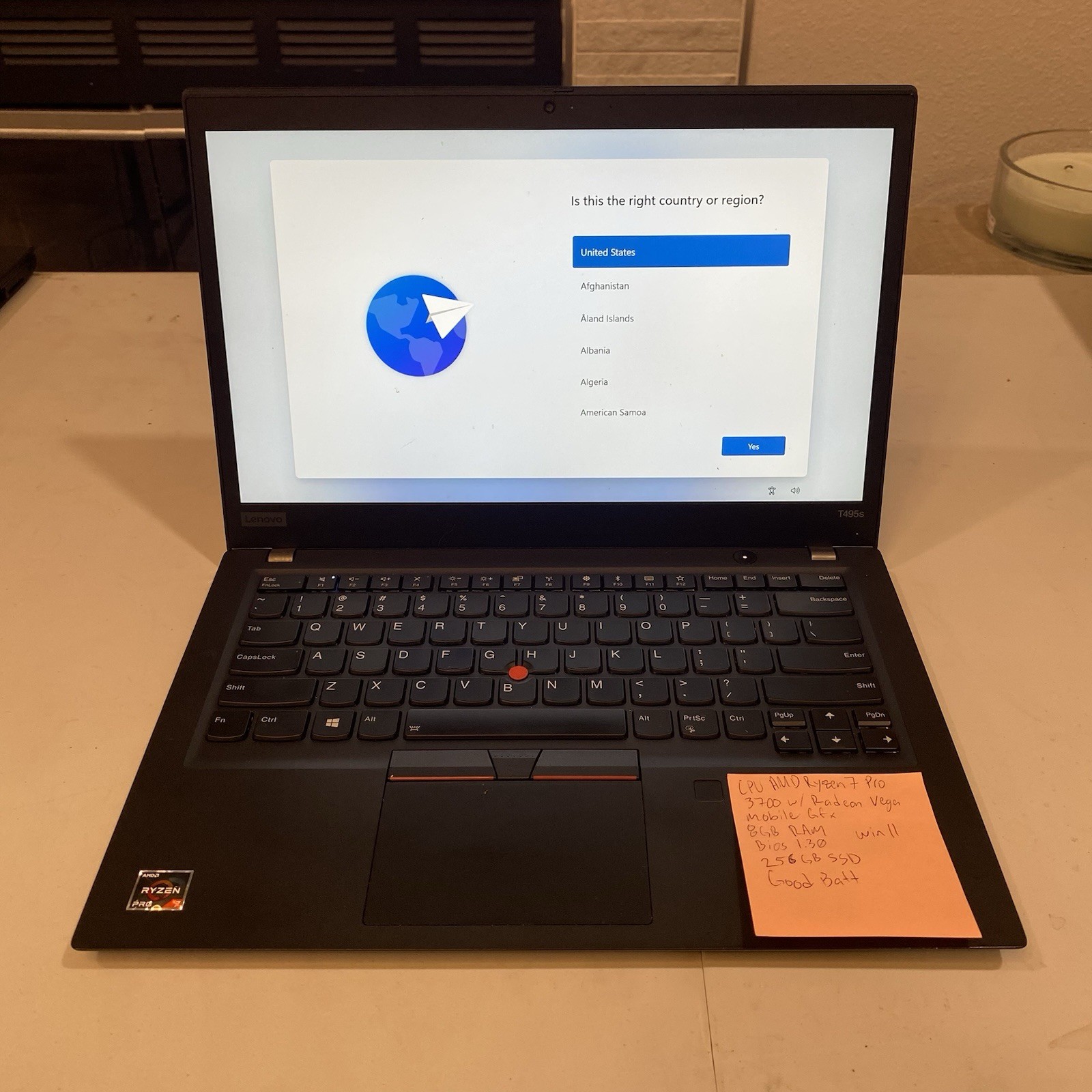 Lenovo ThinkPad T495s AMD Ryzen 7 Pro 3700u 2.30 GHz 8 GB RAM 256 GB SSD WIN 11