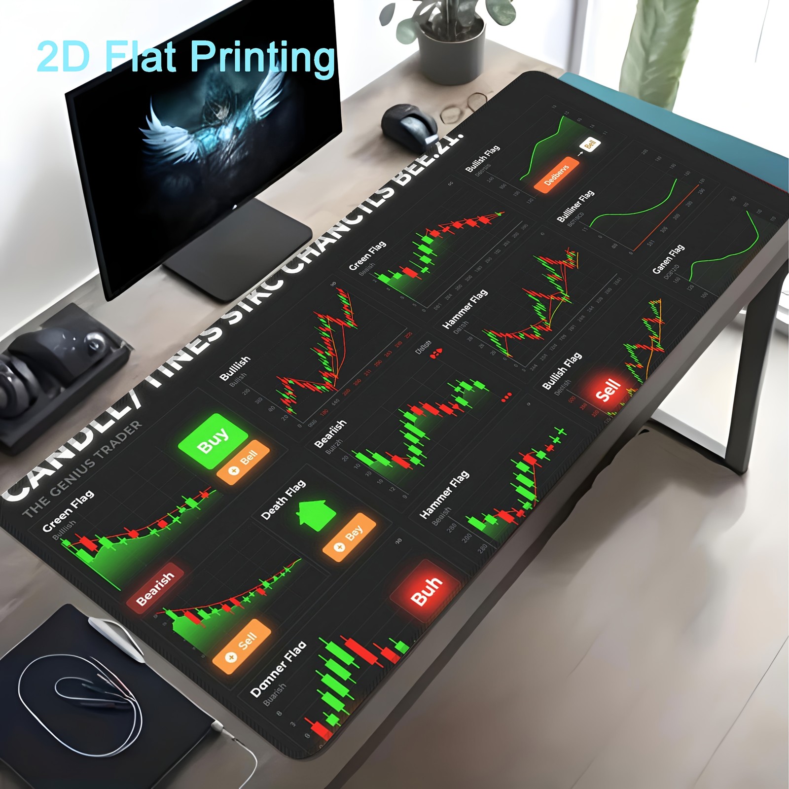 1pc Candlestick Chart Trading Pattern Guide Mouse Pad, Ideal for Forex, Stock,