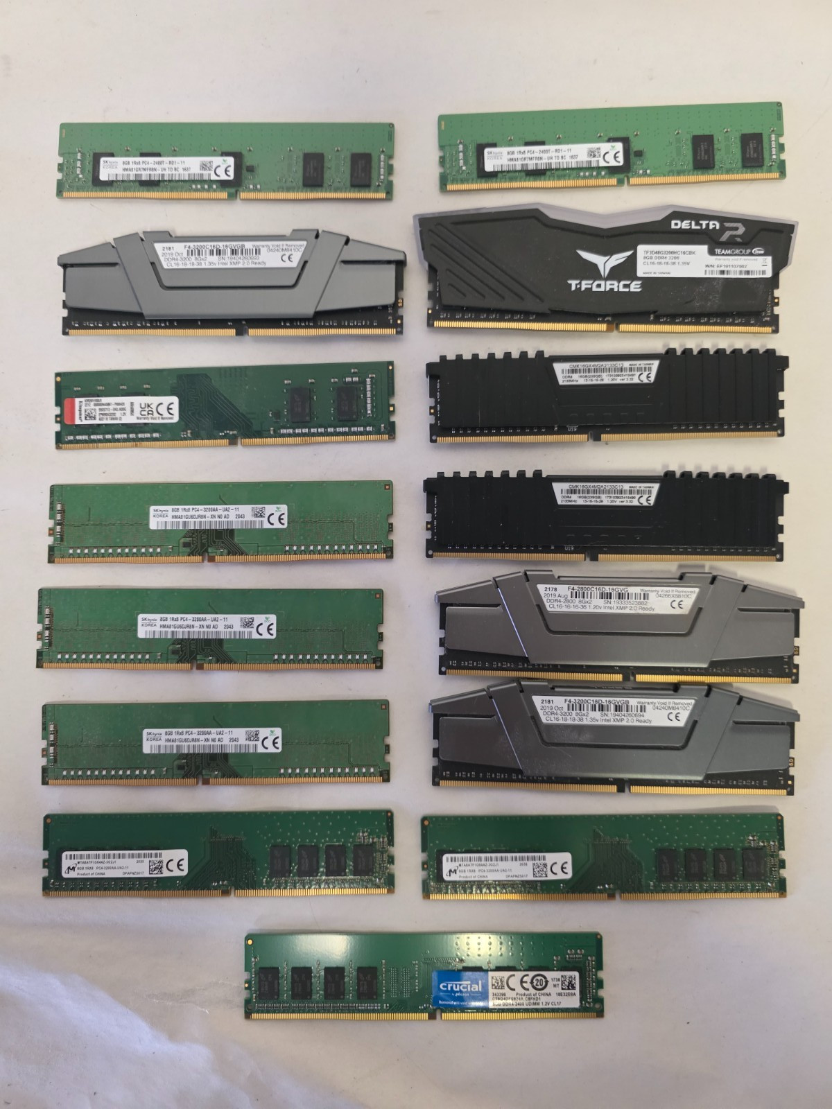 LOT OF 17 MIXED BRAND & SPEEDS 8GB DDR4 PC4 MEMORY RAM 13 DESKTOP & 4 SERVER