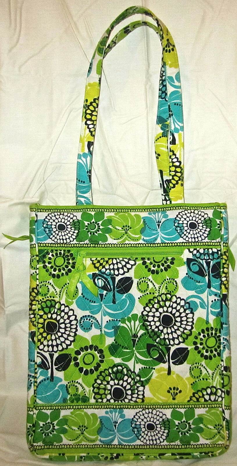 Vera Bradley Large Laptop Travel Tote Yellow Aqua Floral Lime's Up Retired S