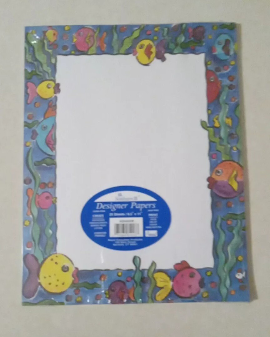 Sonburn II Designer Papers Aquarium Theme 25 Sheets 8.5”x 11” NEW