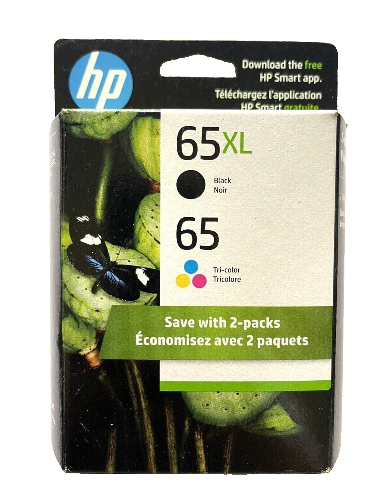 GENUINE 2-PACK HP 65XL Black & 65 Tri-Color Ink Cartridges 6ZD95AN SEALED Box