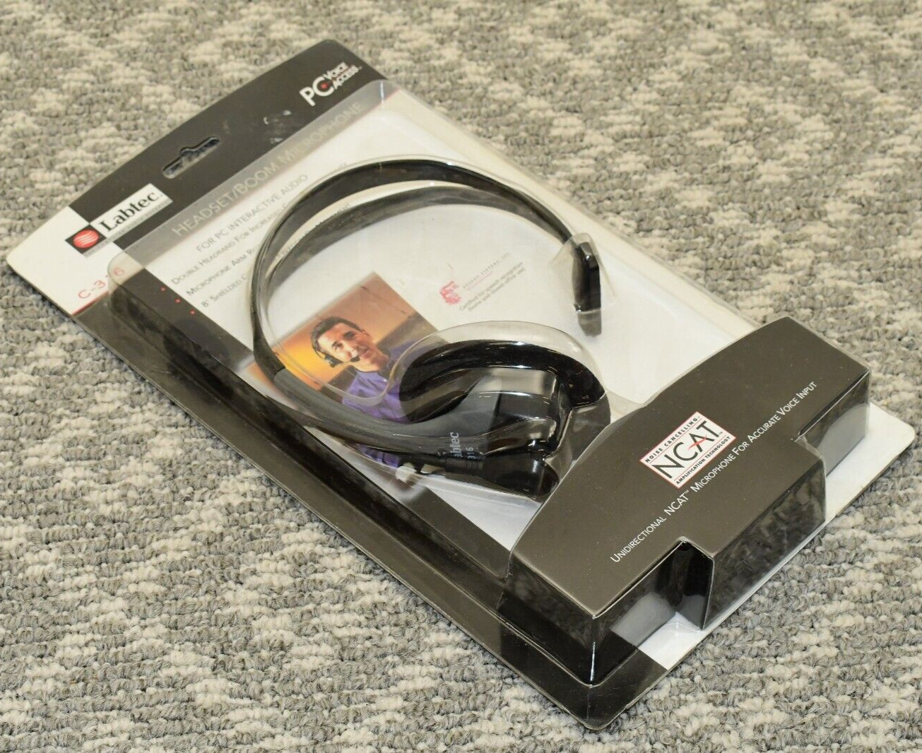 Labtec C-316 Black Headband Headsets w/ Boom Microphone PC Voice Access NEW NOS