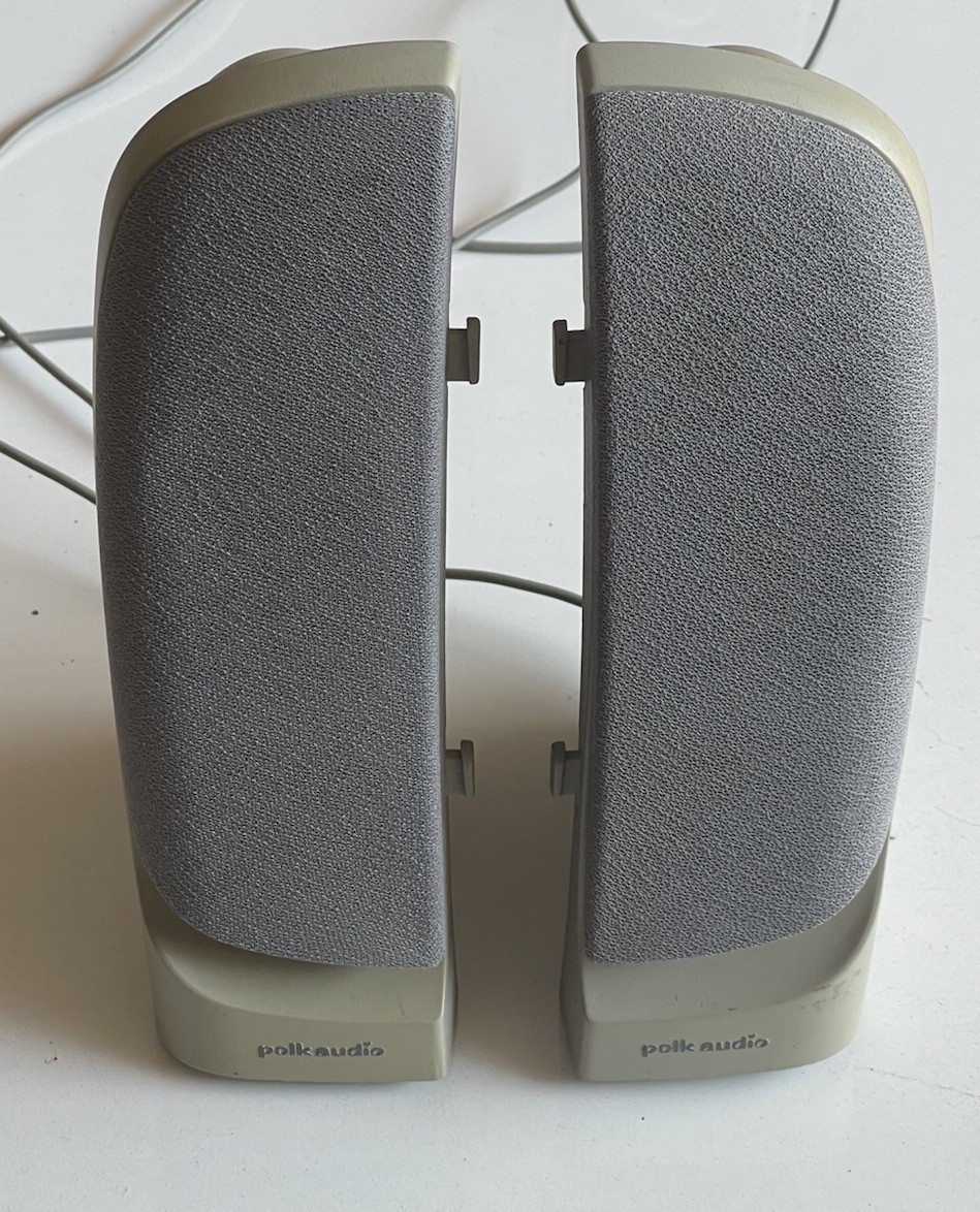 Vintage Polk Audio Speakers Multimedia PC Laptop Stereo Wired 3.5mm