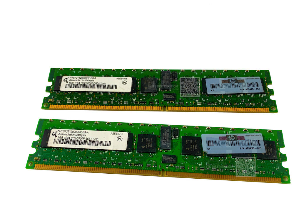 408851-B21 I GENUINE HP 2x1GB PC2-5300 DDR2-667 Reg Memory 430450-001