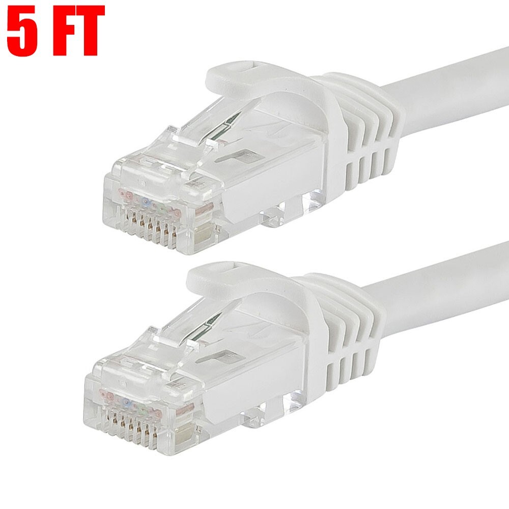 5FT CAT5e RJ45 Ethernet LAN Network Patch Cable UTP Copper Wire 24AWG White