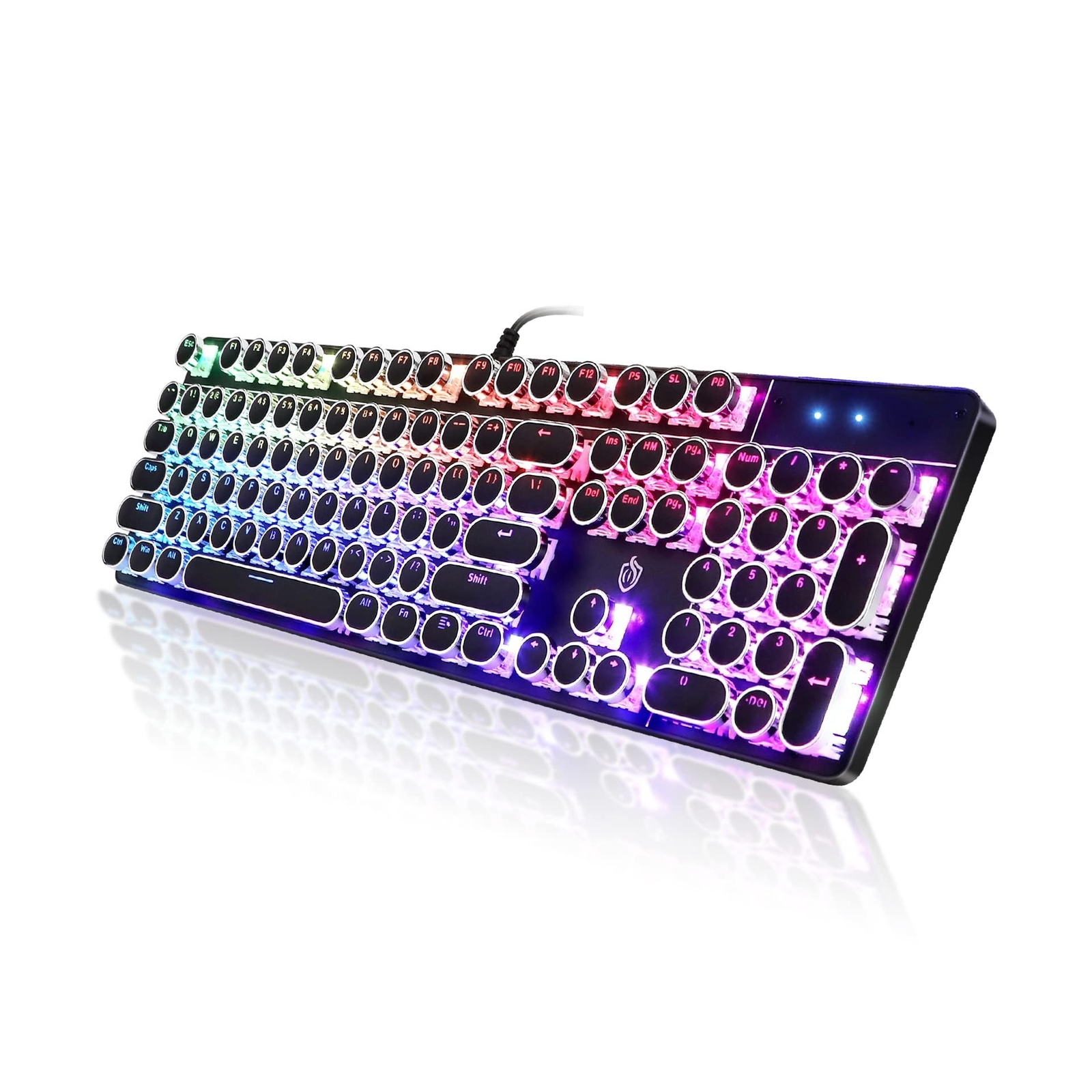 YSCP Typewriter Style Mechanical Gaming Keyboard RGB LED Backlit Wired Keyboa...