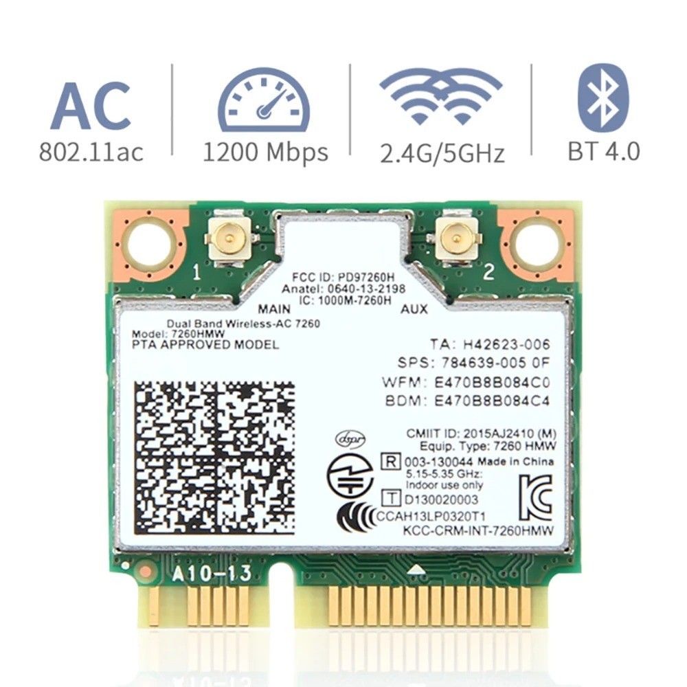 7260HMW Dual Band Wireless AC WiFi Bluetooth 4.0 Mini PCI-E Laptop Card