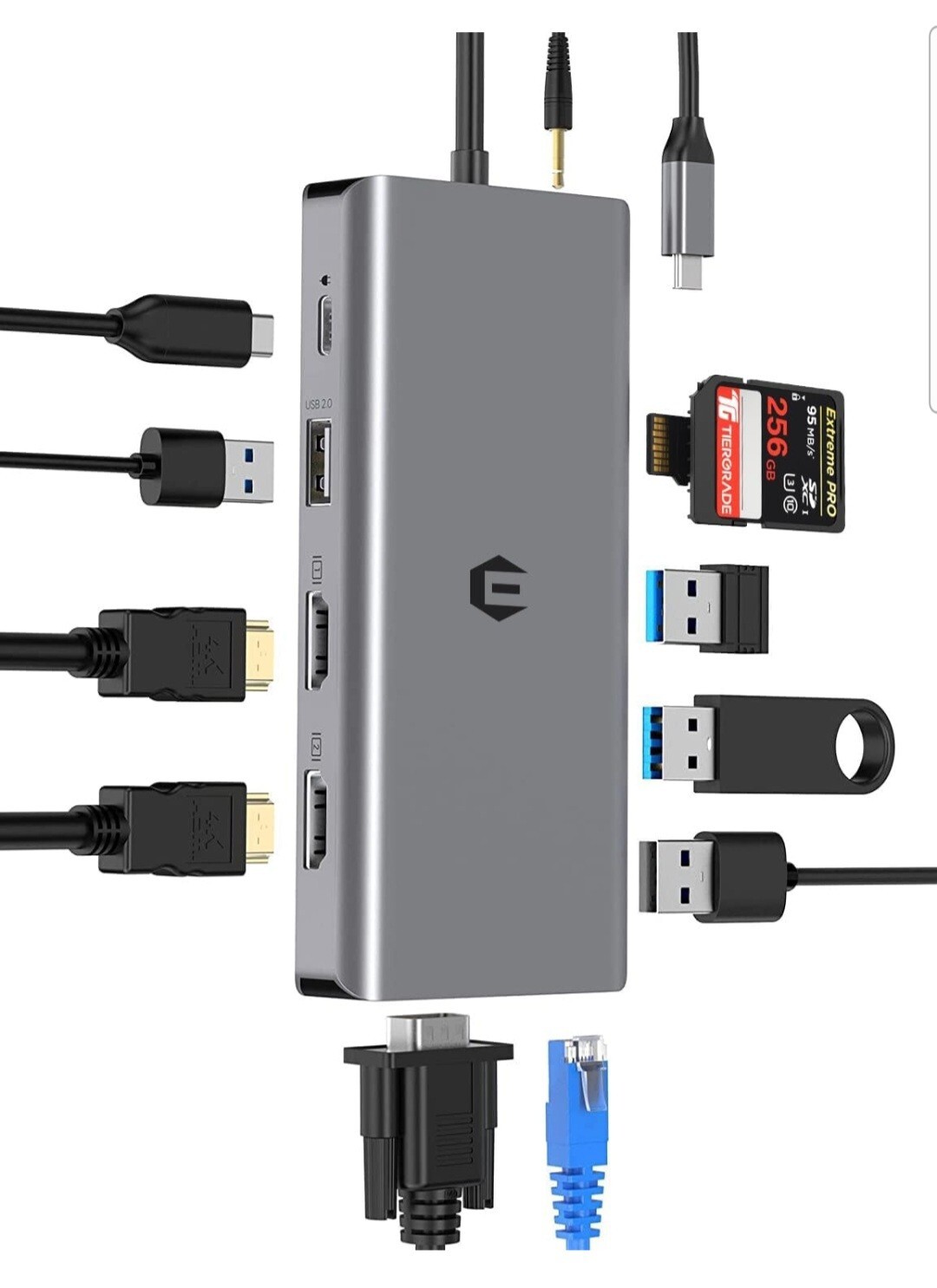 USB C Docking, Triple Display Docking Station, 12 in 1 USB C HUB. 4k Hdmi